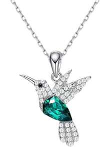 Mayfer |   Collar de plata esterlina .925 para mujer con dije de colibrí decorado con cristal aústriaco - Rojo - Ver 9