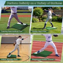 27" X 27" X 4" Portable Pitchers Mound With Baseball, 0.4" PE Synthetic Turf Lightweight Portable Pitching Mound, Weather Resistant Training Pitcher Platform For Youth Teen Adult Baseball Softball Backyard Outdoor Practice Training Equipment - Green - View 9