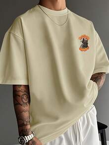 Men's  Casual T-Shirt With A Round Neck, Stylish Slogan Design, Easy To Match Top. Men's Short-Sleeved Shirt, Casual Sporty Style, With A Modern Design. - 混合色4 - 查看 2