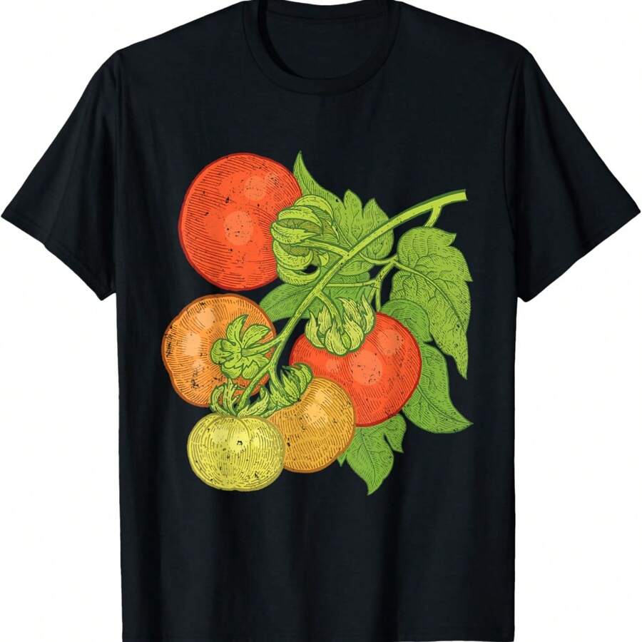 Cute Vine Ripened Tomato Plant Vegetable Tomato Gardener T-Shirt - Black - View 1