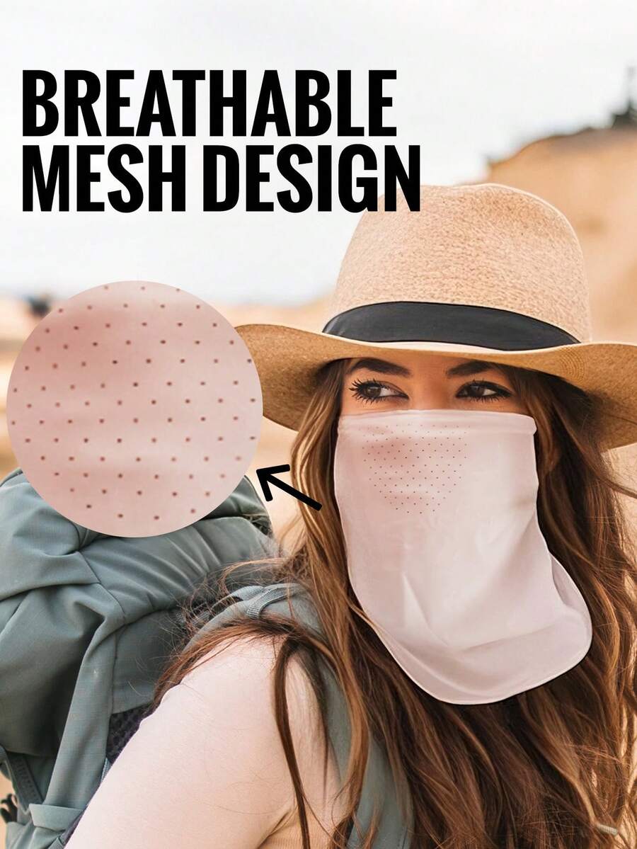 1pc WRELS Unisex Solid-Color Versatile Face Covering, Breathable Sun-Proof Sports Mask With Elastic Sweat-Wicking Pullover Cap - Multicolor - View 1