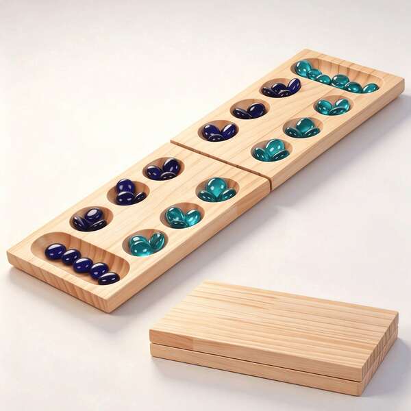 Wooden Color Pebble Strategy Board Game, Foldable Logic Puzzle Table Game, Brain Training Abstract Strategy Game