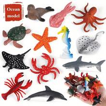 12pcs Set Realistic Ocean Animal Decor Shark Seahorse Crab Sea Turtle Whale Solid Durable Plastic Home Outdoor Decoration Ocean Environment Knowledge Christmas Halloween - Multicolor - View 1