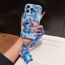 Disney Lilo And Stitch Phone Case : 3D Fluffy Pattern Border Protector Phone Soft Phone Case With A Free Cute Stitch Bracelet Chain Lanyard, Stitch, Lilo, Angel, For Apple 17 Promax 17 Pro 16 15 14 13 12 11 Pro Max XS Max X XR Soft Cover Summer Phone Case - 白色 - 查看 1