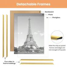 24x36 Poster Frame Gold 3 Pack, Scratch-Proof Picture Frames 24 X 36 For Photo Gallery - Slide-In Strips, Horizontal Or Vertical Wall Mounting - Gold - View 3