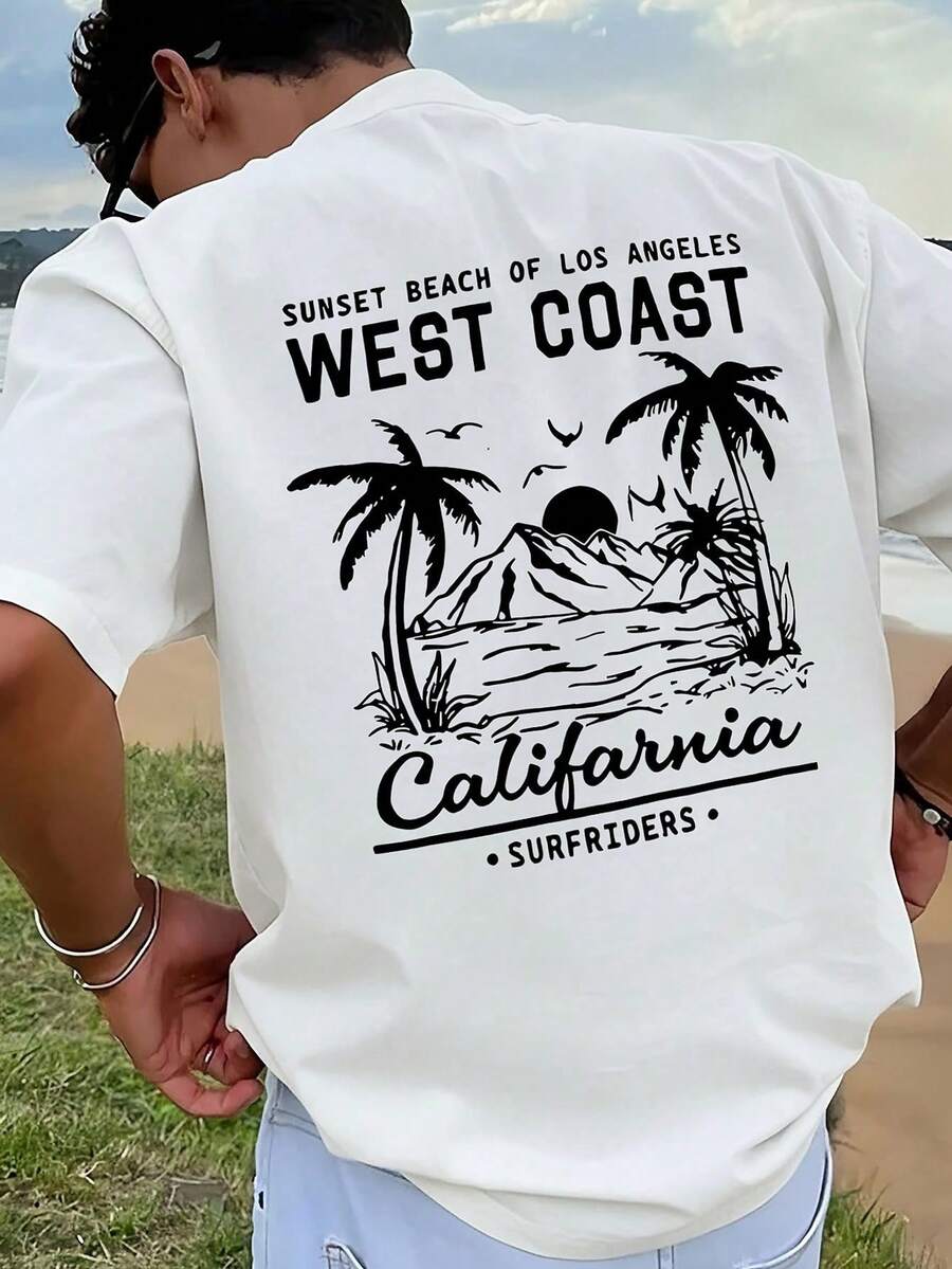 Soul Men's Fashion Printed Loose Short Sleeve Shirt T Shirt | Exquisite Design | Summer Essential | Easy To Match,Showcase Your Style - 白色 - 查看 1