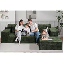 HABUTWAY 105" L Shape Modular Sectional Sofá para Salón de Estar, No se Recoge, Modular Sofá Confortable con Asiento para Salón recámara, Lujo Acorazado Derecho, Blanco - Pluma verde - Ver 10
