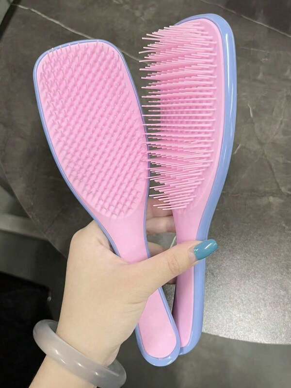 1 pieza Cepillo de masaje desenredante para el cabello, cerdas de nylon suaves anti-frizz, mango antideslizante de ABS, adecuado para mujeres con cabello húmedo y seco, cabello rizado y liso, uso en salón, viajes y diario, regalo perfecto para todas las ocasiones