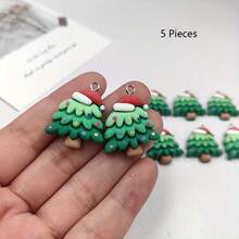 5/10 Peças Pingentes de Árvore de Natal de Resina Cartoon, Pingentes de Árvore de Natal Verde, Adequado para Fabricação de Joias DIY Feitas à Mão, Fabricação de Presentes, Pingentes de Brincos de Joias DIY, Pingentes de Colar, Pingentes de Pulseira, Decoração de Natal, Pingentes de Bolsa - enfeites de árvore de Natal - Visão 8