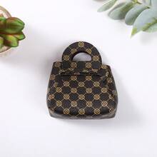 1pc Vintage Print PU Leather Mini Bag Charm Keychain, Suitable For Back To School Season, Student Backpack Accessory, Coin Purse Decoration - Multicolor - View 5