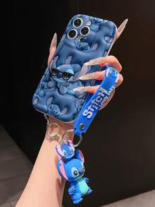 Disney Lilo And Stitch Phone Case : 3D Fluffy Pattern Border Protector Phone Soft Phone Case With A Free Cute Stitch Bracelet Chain Lanyard, Stitch, Lilo, Angel, For Apple 17 Promax 17 Pro 16 15 14 13 12 11 Pro Max XS Max X XR Soft Cover Summer Phone Case - 白色 - 查看 4