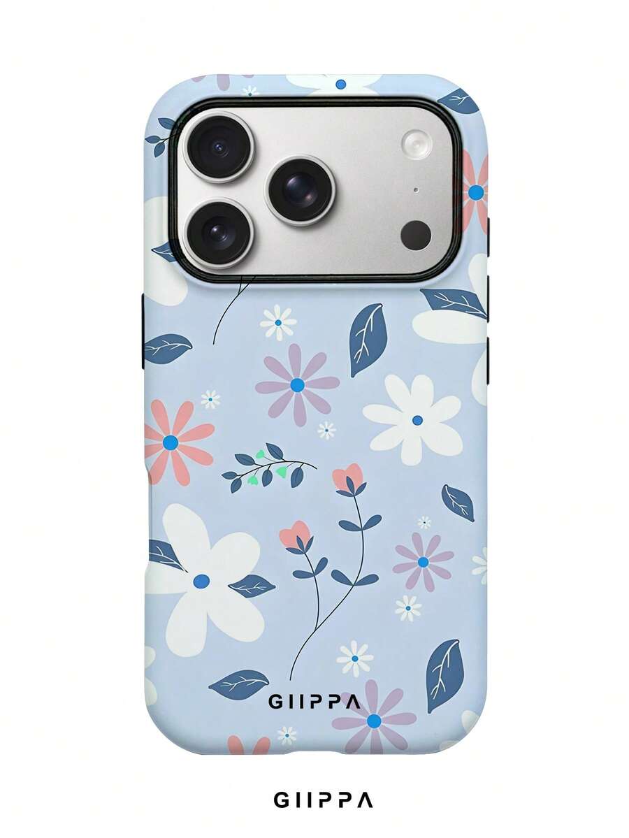 GIIPPA 1件霧藍色背景小花卉圖案設計手機殼,適用於Phone 17 Pro Max,兼容Phone 16 Pro Max、15 Pro Max、14 Pro Max,韓式高端時尚趣味手機殼,兼容11/12/13/14/15/16 Pro Max Plus,優雅設計男女皆宜,聖誕節、情人節、復活節、婚禮季與生日送女友的完美禮物! - 彩色 - 查看 1