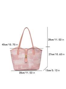 Bolso de gran capacidad para mujer, nuevo bolso tote de hombro versátil y de moda para ir al trabajo - Rosa - Ver 2