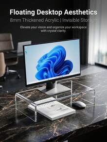 Estantería de almacenamiento de acrílico con estante en forma de U reforzado de 8 mm de grosor, estante transparente de aumento de altura, divisor de gabinete, soporte de exhibición para transmisión en vivo, regreso a la escuela - Multicolor - Ver 1