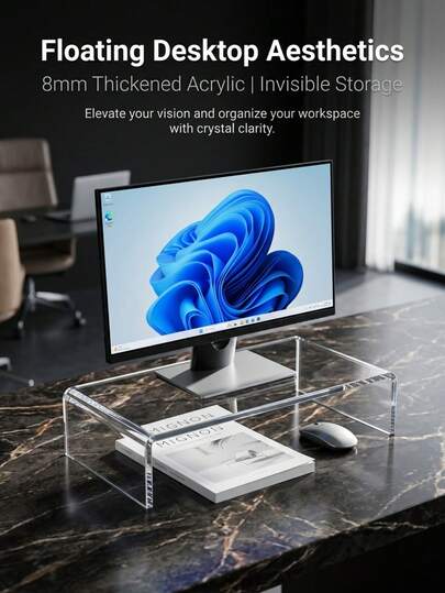 Acrylic Storage Rack Thickened U-Shaped Shelf 8mm Thick Transparent Height-Increasing Rack Cabinet Divider Shelf Live Streaming Display Stand