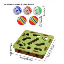Filz-Puzzlespielzeug für Katzen mit 5 bunten Bällen, interaktive Labyrinthbox für Katzen, hält die Pfoten sicher und unterhalten, ideal für intelligentes Spielen. - Grün - Übersicht 10