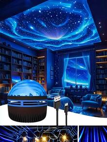LED燈 USB供電極光投影夜燈 - ABS塑料材質，適用於星空燈，附遙控器，極光效果，適合臥室、客廳、辦公室裝飾，聖誕節、生日派對、家庭劇院完美選擇 - 營造溫馨氛圍，星空設計，高品質投影，裝飾照明，活動企劃，房間裝飾，臥室裝飾 - 彩色 - 查看 5