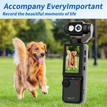 Pocket HD 4K 手持運動攝影機，180° 手動旋轉鏡頭，內建補光燈，自動對焦，2000mAh 長效電池，5MP 像素，適合初學者與青少年的輕巧相機，附 32GB 記憶卡 + 三腳架 + 手持掛繩 + 數據線，適用 Vlog 拍攝、旅行、騎行、滑雪、錄影，輕巧便攜耐用（無人臉追蹤拍攝） - 查看 9