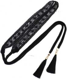 Vestido de Mujer con Cadena Decorativa en la Cintura, Trenzado de Encaje y Cuerda de Algodón - B - Ver 6