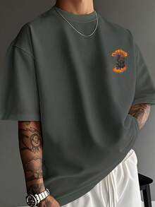 Men's  Casual T-Shirt With A Round Neck, Stylish Slogan Design, Easy To Match Top. Men's Short-Sleeved Shirt, Casual Sporty Style, With A Modern Design. - 混合顏色 2 - 查看 2