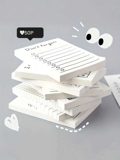 50-Page Lined Memo Pad - "Don't Forget" Theme, Suitable For Planning, Memo, Learning And Organizing; No Adhesive Backing; Suitable For Home And Office; Office Supplies | Minimalist Design | Back To School Essential