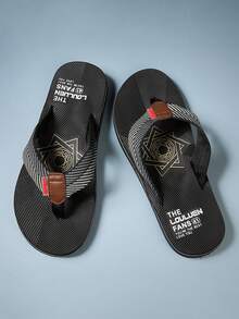 Men's Flip Flops, Men's Sandals, Beach Viral Men's Flip Flops, Summer New Fashion Home & Outdoor Toe-Post Solid Color Sandals, Men's Sandals - Black - View 3