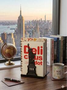 1Pc Creative Metal Bookend, Multiple Styles Statue Of Liberty, Guangzhou Landmark & Prayer Hall Designs, Black Wrought Iron Sturdy Anti-Slip Book Holder, Decor For Thick Books, Perfect Desk Ornament & Holiday Gift For Study, Kitchen And Office. - Multicolor - View 11