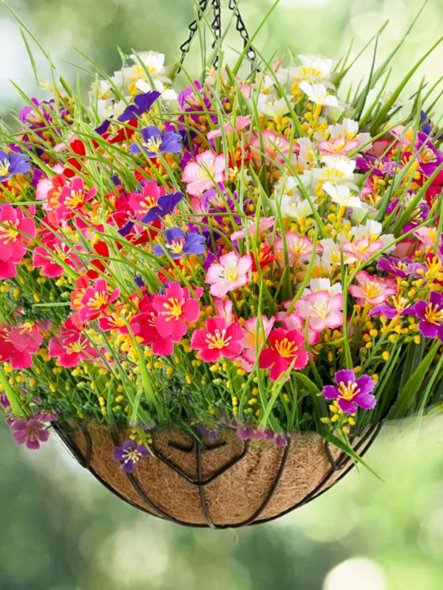 15/10/5/1pc Thickened Dynamic Style, Colorful Artificial Flowers Outdoor Decor, UV-Resistant Plastic Artificial Shrubs, Suitable For Indoor/Outdoor Home Garden, Windowsill, Porch And Flower Pots, Ideal Decorative Plants For Spring And Summer - 15pcs/Thickened Dynamic Style - View 1