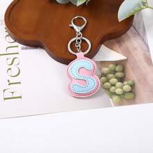 1pc Back To School Daily Dopamine Dual-Color PU Leather Letter Keychain, Full 26 Letters Lobster Clasp Backpack Pendant - Multicolor - View 24