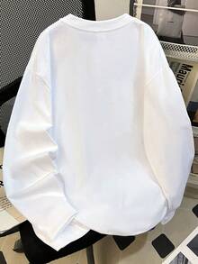 Women's Loose Fit Round Neck Fashion Casual Letter & Cartoon Girl Print Long Sleeve T-Shirt, Spring/Autumn White - White - View 3