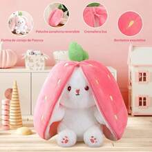Reversible Strawberry Plush Rabbit (Inches) - Rosa - View 3