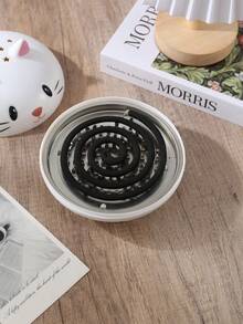 1pc Cute Cat Shape Incense Burner, Star Hollow Out Smoke Diffuser Mini Portable Aroma Holder For Desk Bedroom Decor, Small Coil Incense Holder Ash Catcher - View 2