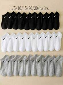 30 Pairs Mer's Breathable Sports Socks, Fashionable Left Print High-Top Running Socks, Comfortable & Breathable, Anti-Odor, Suitable For Daily Wear, Antibacterial & Deodorizing, 1/5/10/15/20/30 Pairs - A - View 6