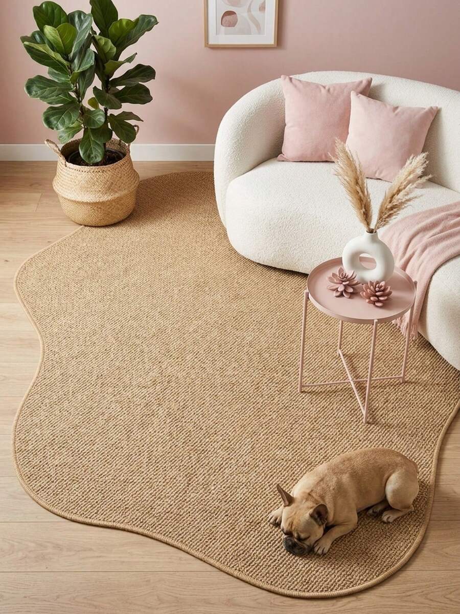 1pc Faux Jute Area Rug, Living Room Carpet, Rug, Living Room Area Rug, Small Area Rug, Mat, Home Decor, Large Living Room Carpet, Round Rug, Living Room Home Decor, Room Decor, Washable Carpet - Multicolor 4 - View 1