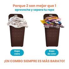 Combo Of 2 Rattan Baskets With Lids - La Ardilla Plastics - Basket, Laundry Hamper, Organizer, Polypropylene Material, Durable, Lightweight And Elegant - Ideal For Indoor And Outdoor Use, Bedroom, Laundry Area. - 巧克力棕 - 查看 2
