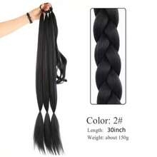 Extensión de Coleta Trenzada Larga Mejorada con Banda Elástica, Trenza Envolvente Recta y Suave, Extensiones de Cabello Sintético Natural Suave, Pieza de Cabello Negro Marrón de 30 Pulgadas, Halloween - Multicolor - Ver 8