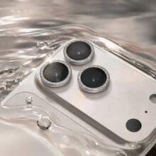 Arvin [Full Coverage Glitter] Camera Lens Protector Film Compatible With IPhone 17 Pro Max/17 Pro/16 Pro Max/16 Pro/15 Pro Max/15 Pro/17Air/16Plus/15Plus, 9H Tempered Glass Camera Cover - Silver - View 20