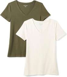 Essentials - Camiseta de manga corta con cuello en V para mujer - Blanco - Ver 20