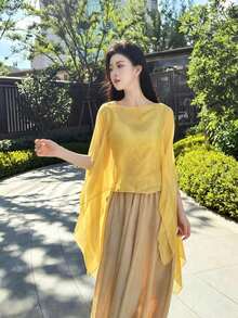 1pc Solid Color Sun Protection Shawl For Women, Versatile Fashion Loose Pearl Button Shawl, Scarf, Pullover Sun Protection Clothing, Suitable For Spring/Summer Evening Events, Weddings, Stage, Travel And Beach Cover-Up Accessories For Women, Travel And Daily Use - Multicolor - View 12