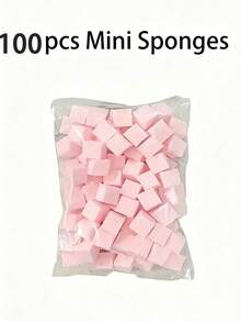 200pcs/100pcs Mini Sponge Blocks With 4-Prong Tweezers, Nail Art Gradient Color Sponge, Gradient Nail Polish Tool - Pink - View 12