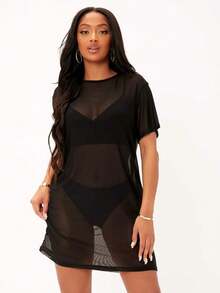 SYCAMORETREETECHNOLOGYMX Sheer Mesh Off-The-Shoulder Dress - Blanco - View 4