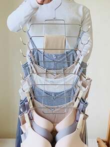 1pc/2pcs Multi-Layer Stainless Steel Folding Drying Rack, 4-Tier/8-Tier Multifunctional Non-Slip Underwear Storage Hanger, Suitable For Drying And Storing Bras, Camisoles, Small Space Storage Solution, Great Holiday Gift - Multicolor - View 4