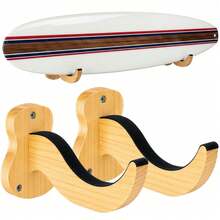 Indoor Outdoor Surfboard Wall Mount Rack Set 2 Pieces, Soft Protective PU Surfboard Hanger With U-Bolt Mount System For Longboard Wakeboard Snowboard Storage - Wooden - View 6