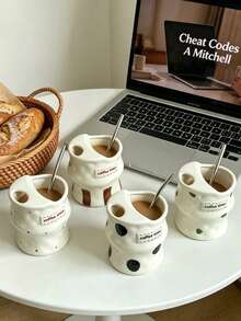 1pc 350ml Hand-Painted Ceramic Mug - Suitable For Daily Use, Hot And Cold Drinks - Applicable For Various Occasions. Excellent Insulation, Microwave , Reusable, Ideal For Tea, Juice And Coffee - Dishwasher Or Hand Washable. The Novel Design Makes It An Ideal Gift For Christmas, Halloween, Independence Day, Graduation, Cafe Decor, Thanksgiving, Birthday And Valentine's Day. A Fun And Decorative Mug - Multicolor - View 5