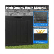 30 Gallon Waterproof Deck Box With Lockable Lid, Minimalist Wood Grain, Easy Assembly & Handles For Patio - Black - View 5