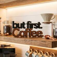 「But First Coffee」桌面裝飾牌，塑膠咖啡吧裝飾，現代極簡桌面擺飾，適用於辦公桌、廚房檯面或咖啡區，咖啡愛好者的獨特禮物 - A - 查看 4