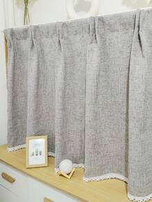 1pc Linen Blue Striped Curtain, Minimalist Country Style Square Curtain, Multiple Sizes, Made Of Polyester, Short Curtain Suitable For Bedroom, Living Room, Kitchen Windows, Doors, Cabinet Decoration, All Seasons - Multicolor - View 2
