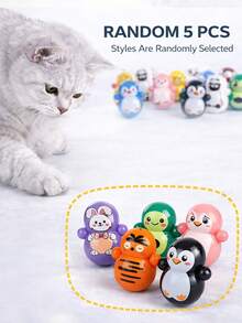20pcs Indoor Cat Toy Set, Self-Supporting Rolling Toys, Battery-Free, Multiple Designs, Lightweight Plastic Material, Interactive Puzzle Toys For Cats (Random Color And Style) - Multicolor - View 8