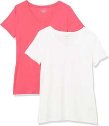 Essentials - Camiseta de manga corta con cuello en V para mujer - Blanco - Ver 22