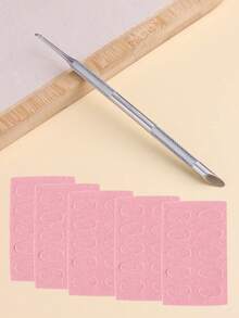 1 Double Ended Stainless Steel Nail Pusher With Pink Sanding Pads, Replaceable Self-Adhesive Push-On Nail Sandpaper, Includes Sandpaper Sheets And Nail Pusher, Used For Buffing And Shaping Nails, Suitable Formanicures And Nail Grinding Nail Care Tool - A - View 12